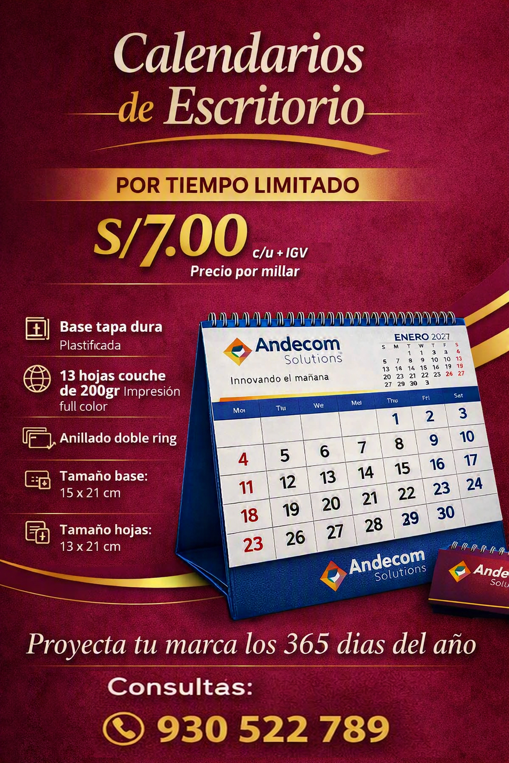 Calendario de escritorio- para empresas y negocios